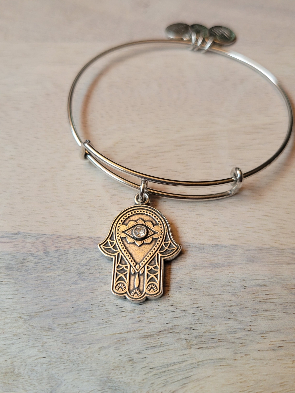 Alex And Ani Hand Of Fatima Charm Bangle Bracelet - Silver Tone